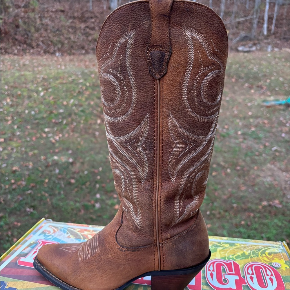 Durango Brown Western Embroidered Heeled Cowboy Boots